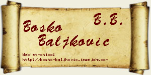 Boško Baljković vizit kartica